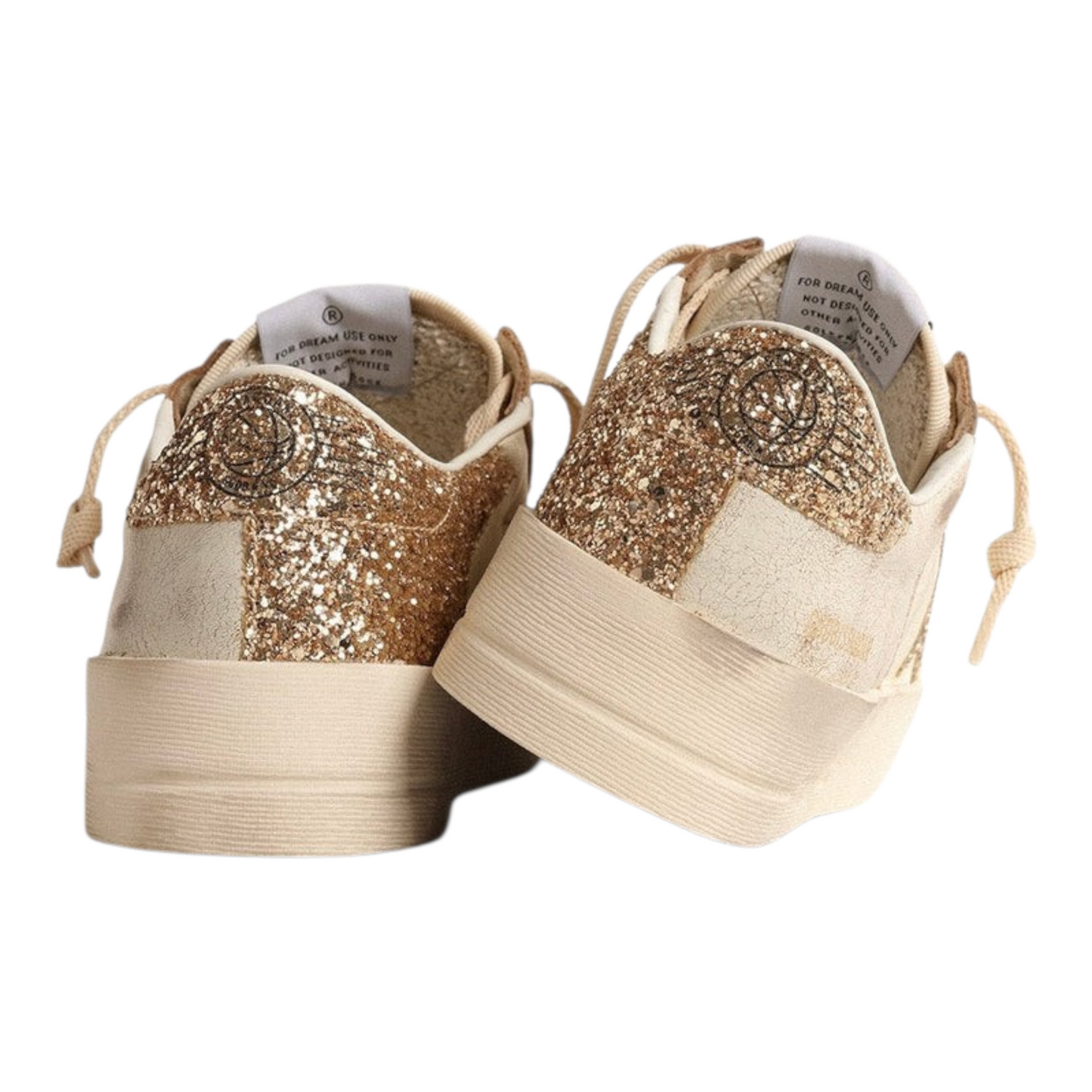 Golden Goose Stardan in ecru nappa leather with gold glitter star and heel tab(Women's)