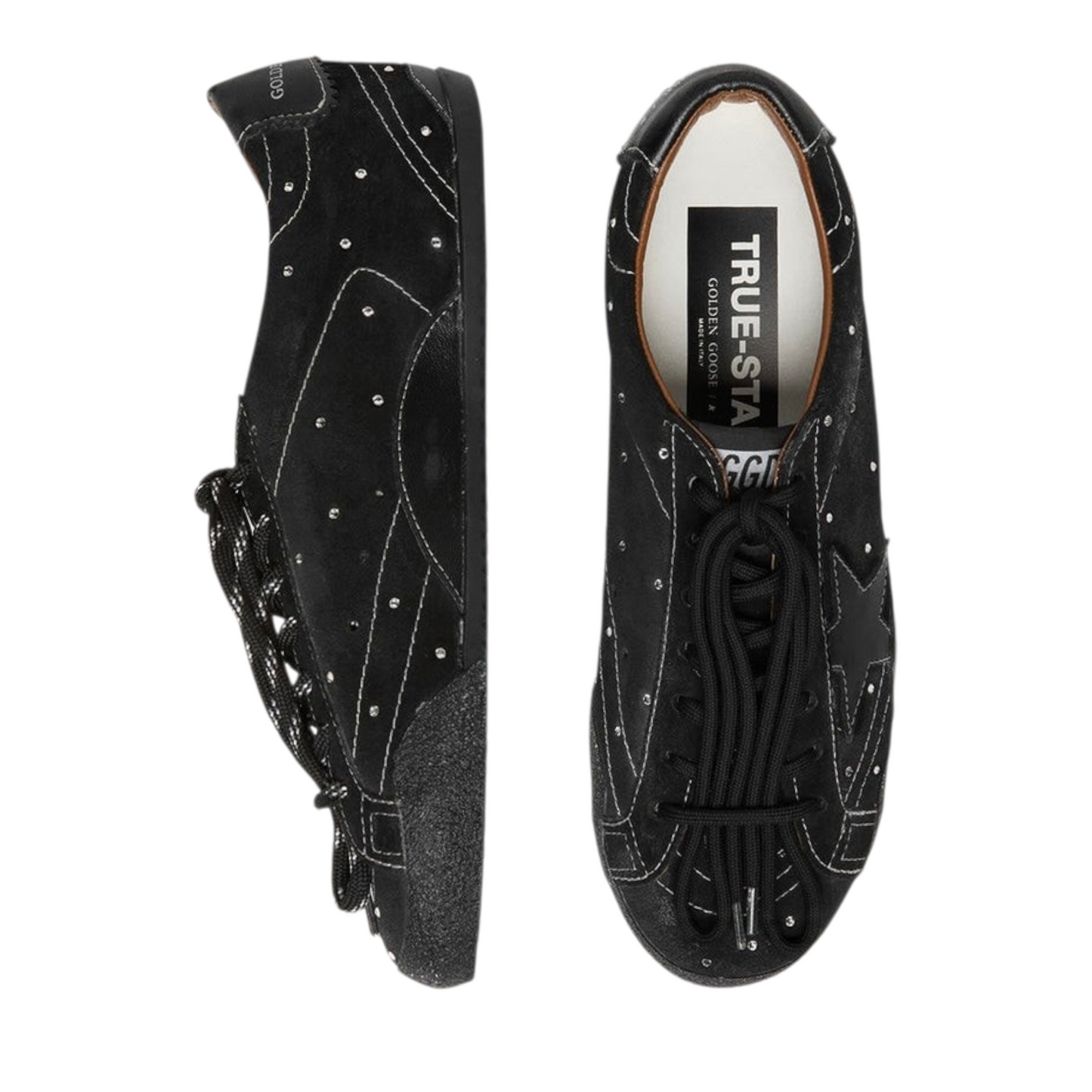 Golden Goose True-Star in black suede with Swarovski crystals and black leather star(Women's)