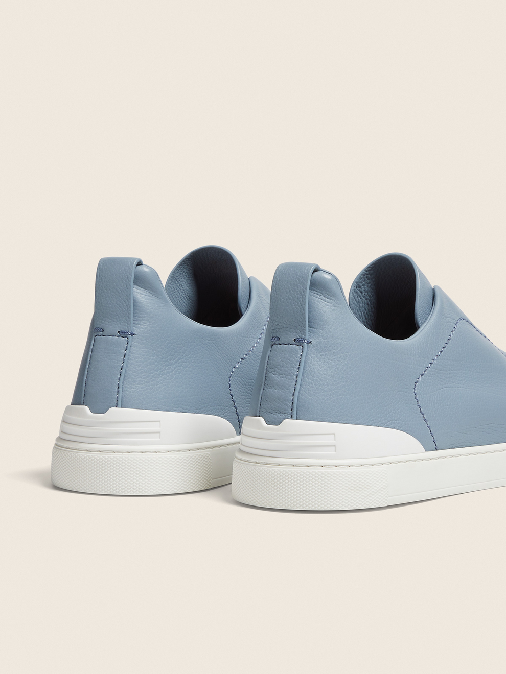 ZEGNA triple stitch leather sneakers Blue