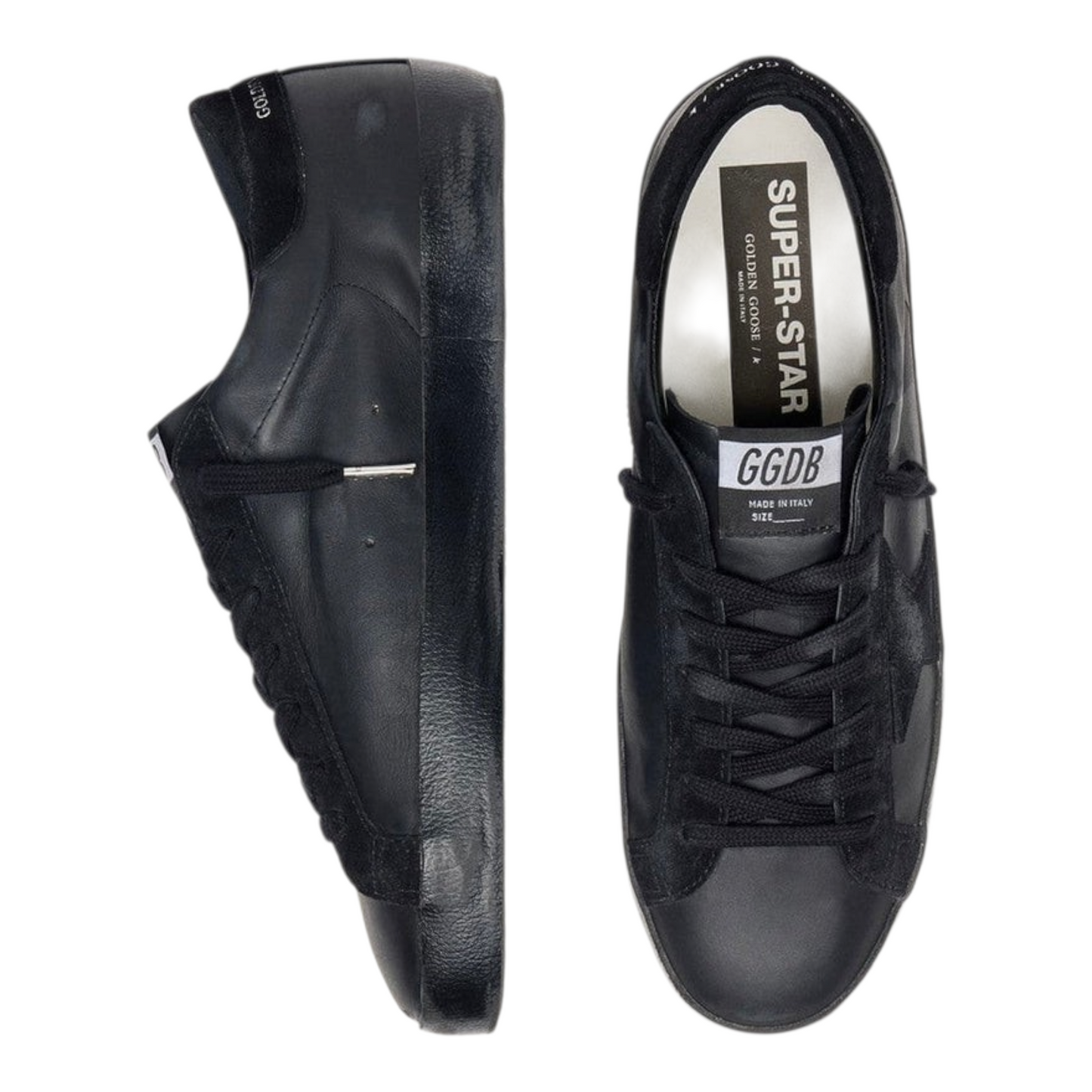 Golden Goose Super-Star in black nappa with black suede star and heel tab(Women's)