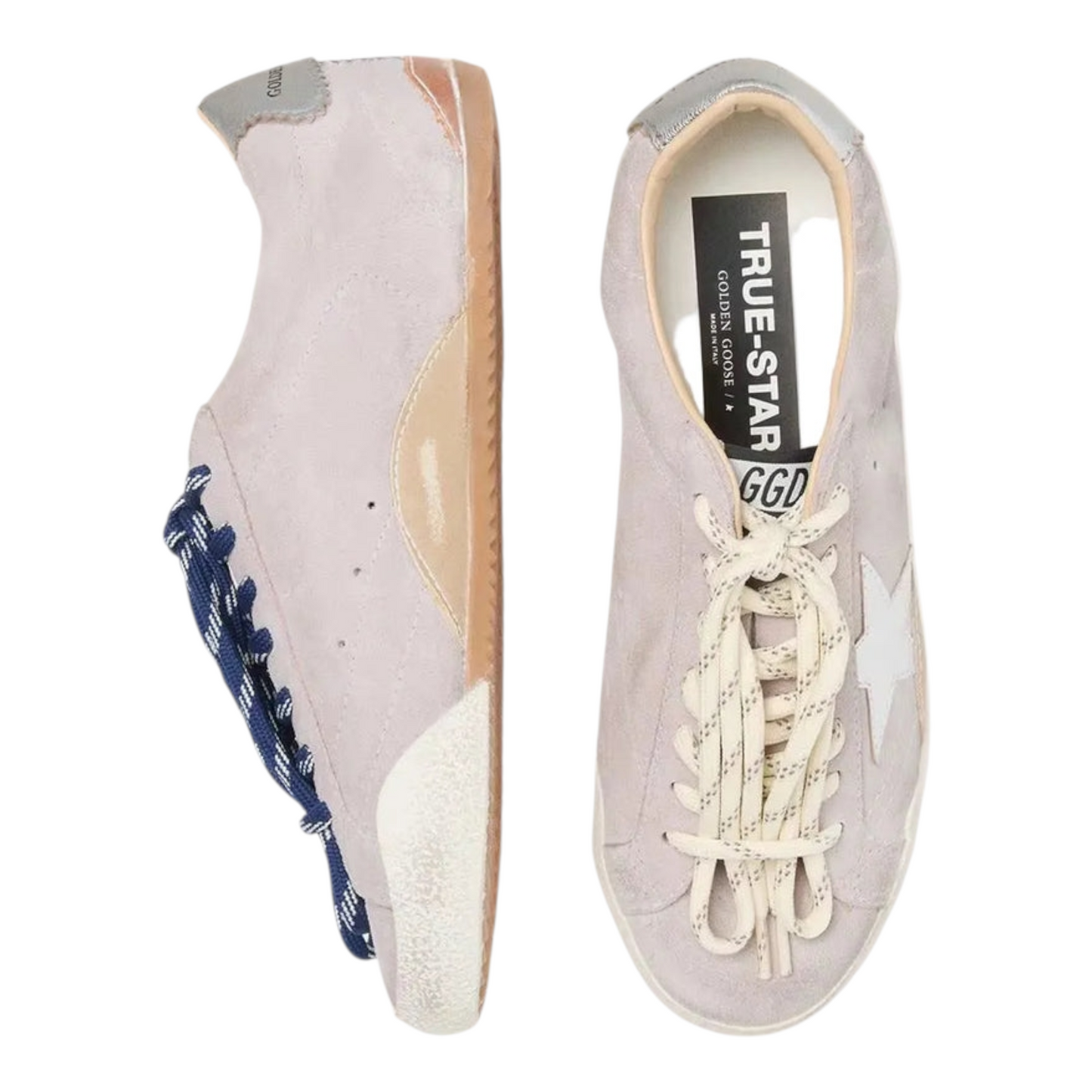 Golden Goose true-star in pastel pink suede with silver star and heel tab