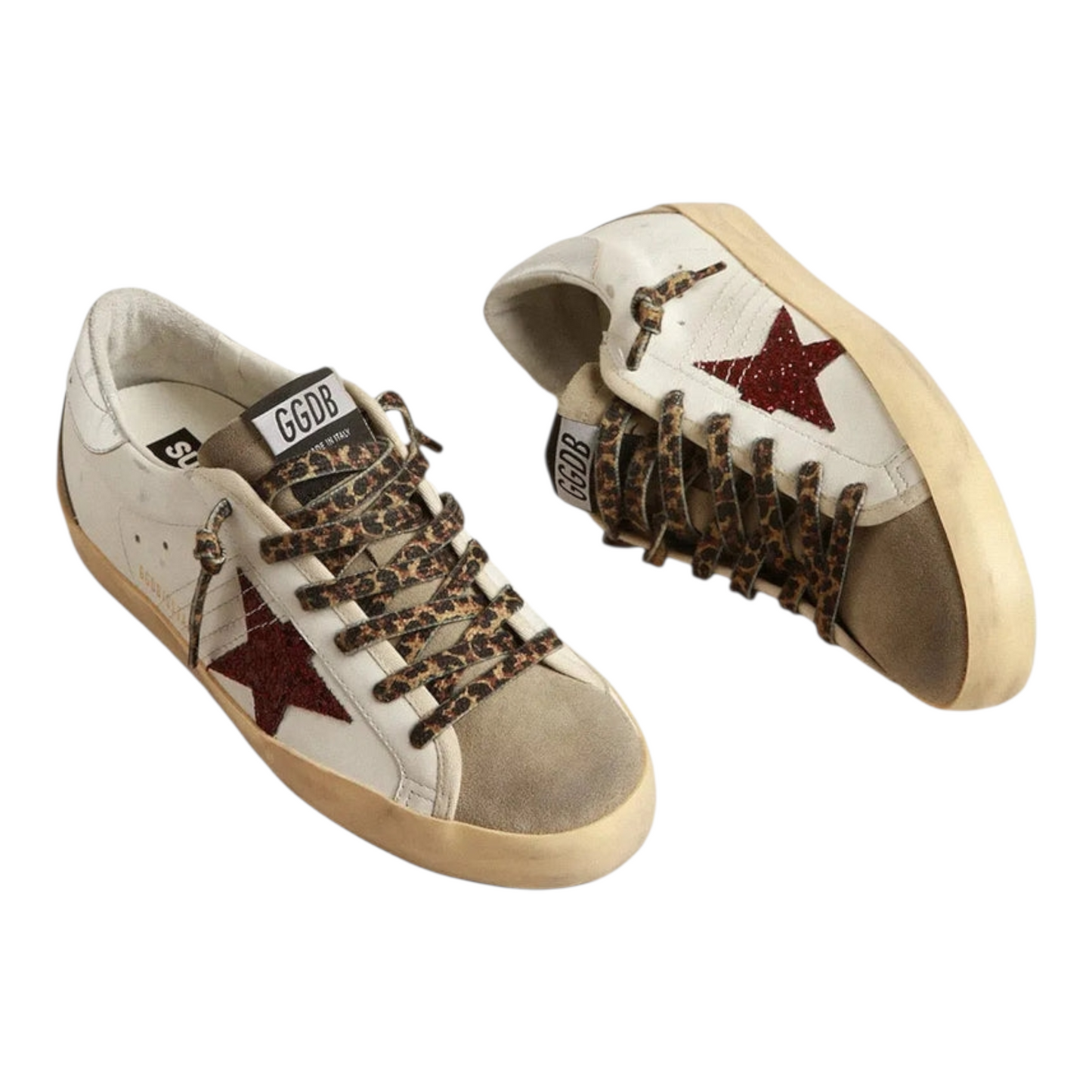 Golden Goose Super-Star with burgundy glitter star and silver heel tab