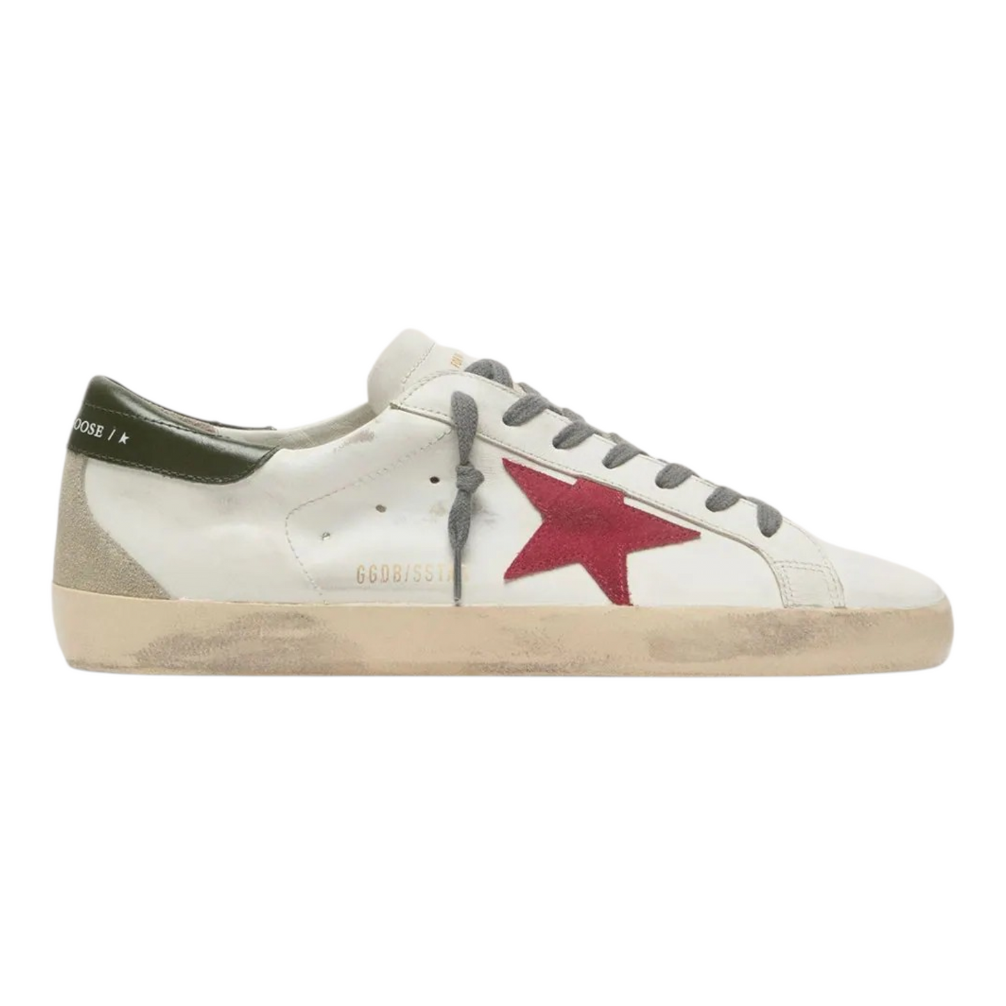 Golden goose Men's Super- Star with red suede star and green leather heel tab