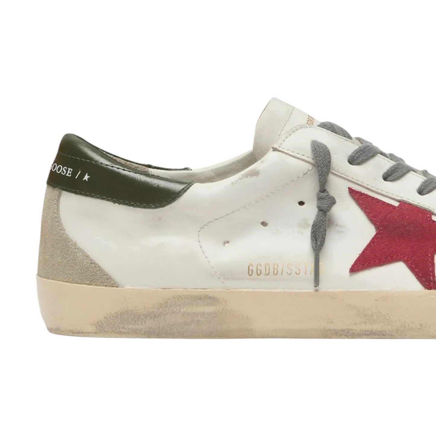 Golden goose Men's Super- Star with red suede star and green leather heel tab