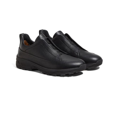 ZEGNA Zegna Black leather triple stitch mont sneakers