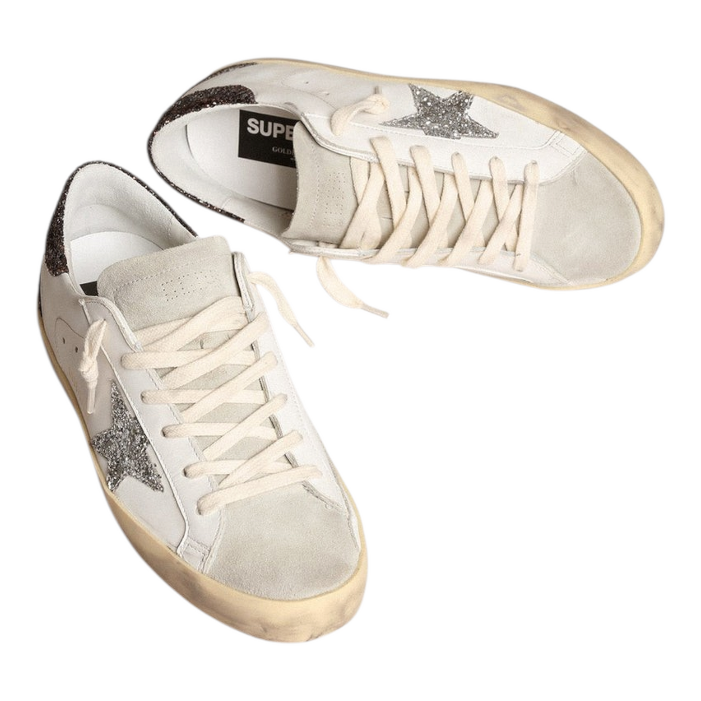 Women's Super-Star with silver star and brown glitter heel tab