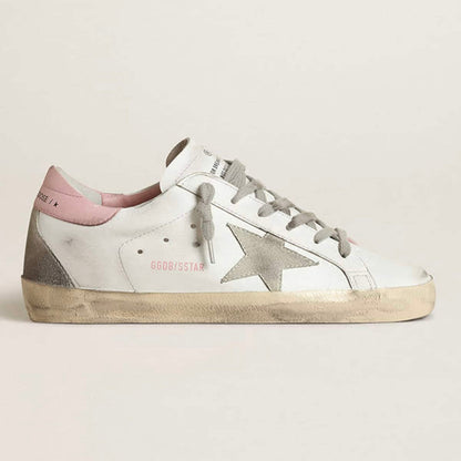 Golden Goose Super-Star with gray suede star and pink leather heel tab(Women's)