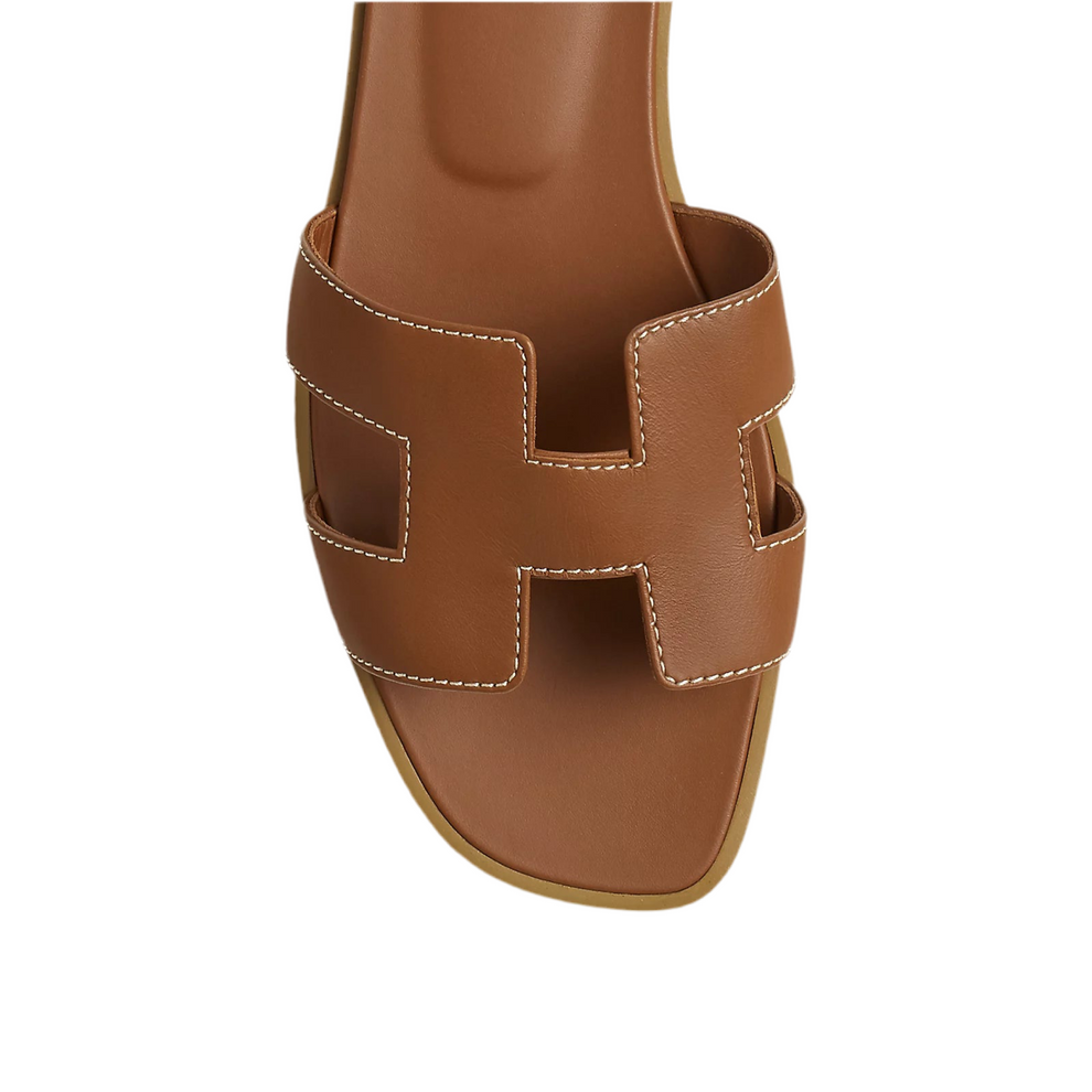 Hermes Sandal Flat Oran Gold Box Calfskin Mightychic