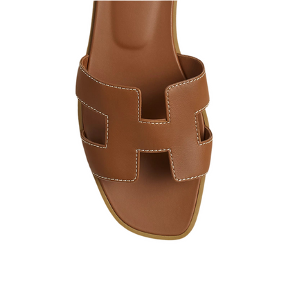 Hermes Sandal Flat Oran Gold Box Calfskin Mightychic