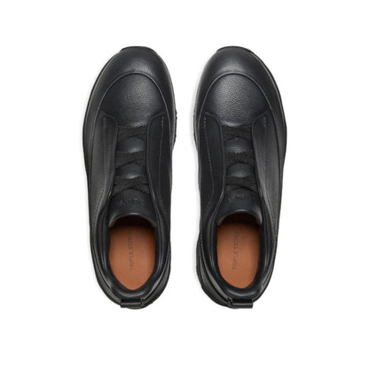 ZEGNA Zegna Black leather triple stitch mont sneakers