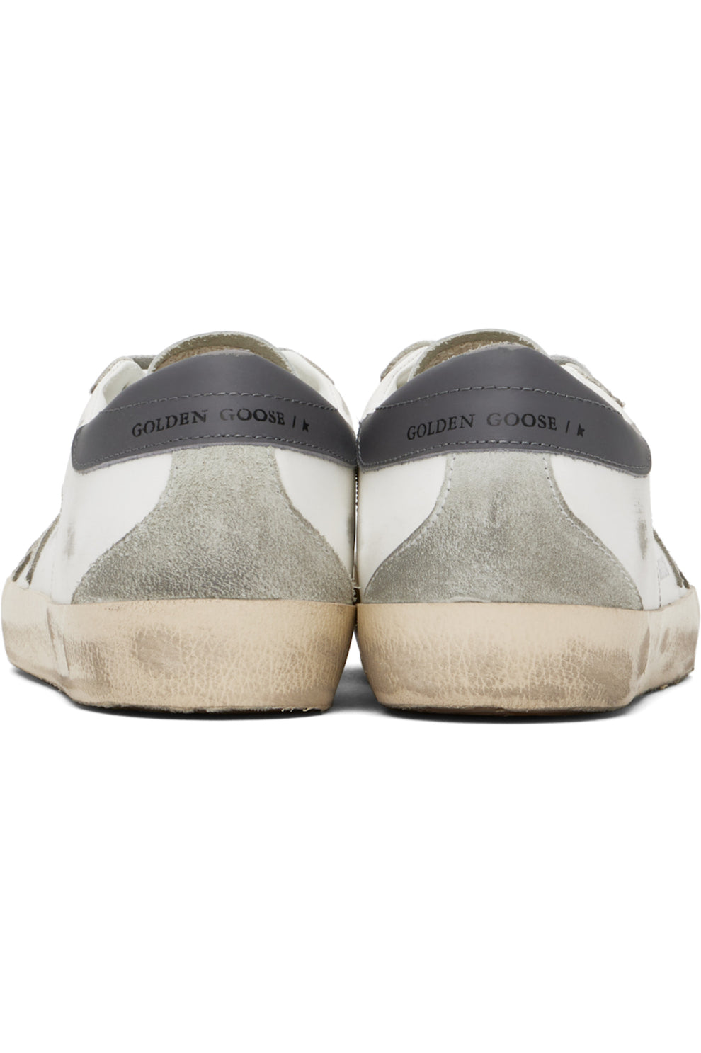 golden-goose White & Gray Super-Star Classic Sneakers
