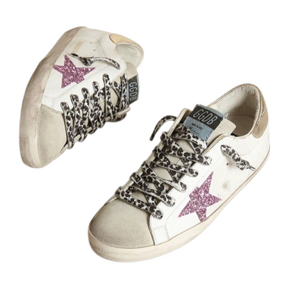 Golden Goose Super-Star with glitter and gold heels tap(Women's)