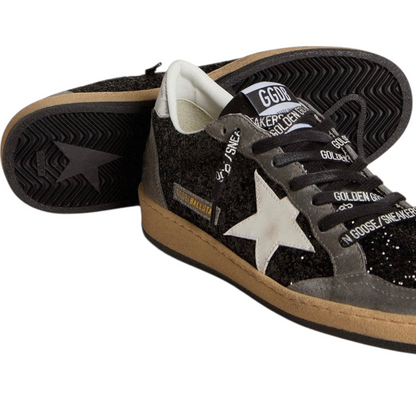 Golden Goose Ball Star in glitter with leather star and metallic leather heel tab(Women's)