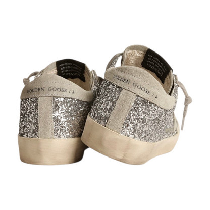 Golden Goose Super-Star Super-Star in silver glitter with ice-gray suede star(Women's)