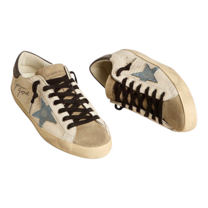 Golden Goose Super-Star in nappa leather with light blue suede star and gray leather heel tab (Men's)