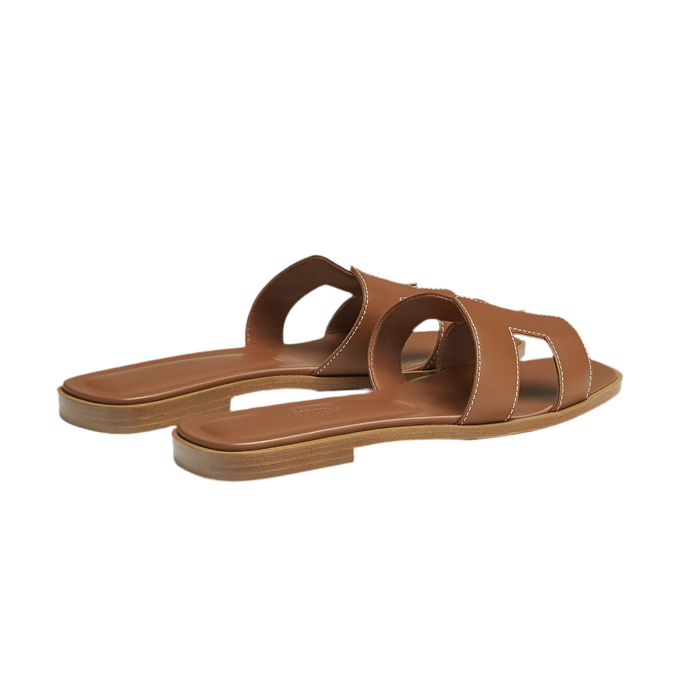 Hermes Sandal Flat Oran Gold Box Calfskin Mightychic