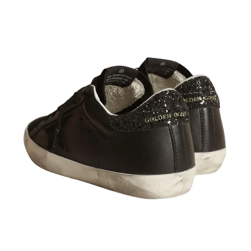 Golden Goose Superstar - Black Glitter Heel