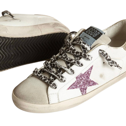 Golden Goose Super-Star with glitter and gold heels tap(Women's)