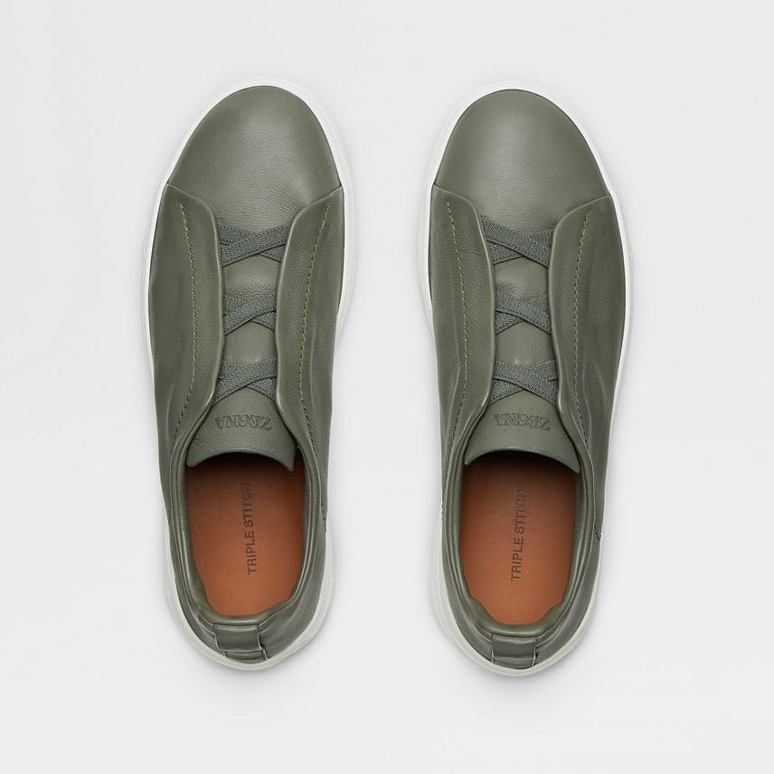 ZEGNA LIGHT ARMY GREEN TM TRIPLE STITCH™ SECONDSKIN SNEAKERS