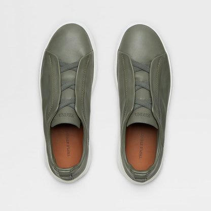 ZEGNA LIGHT ARMY GREEN TM TRIPLE STITCH™ SECONDSKIN SNEAKERS