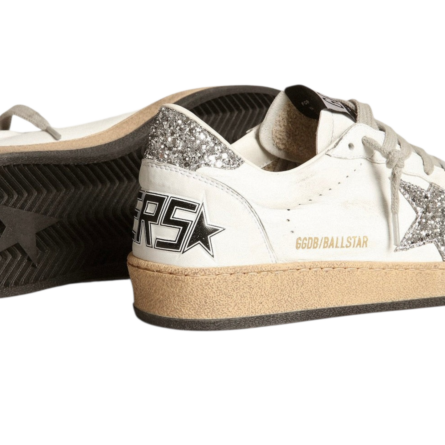 Golden Goose Ball Star in nappa with white star and glitter heel tab(Women's)