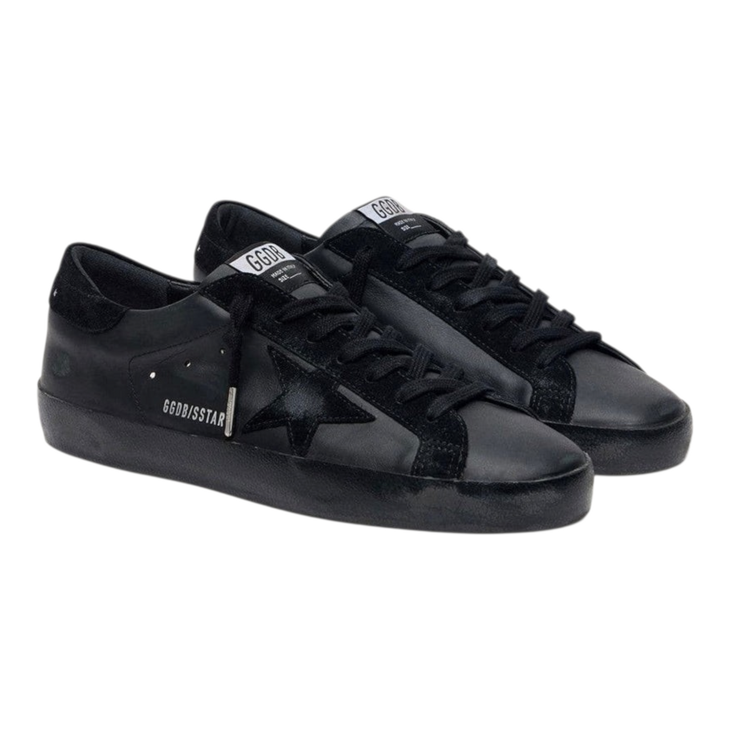 Golden Goose Super-Star in black nappa with black suede star and heel tab(Women's)