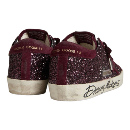 Golden Goose  Super-Star Sabot with a platinum glitter star and suede tongue
