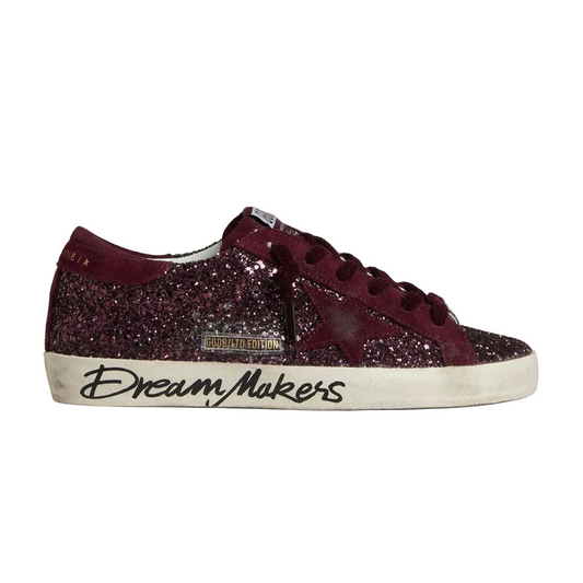 Super-Star Sabot with a platinum glitter star and suede tongue