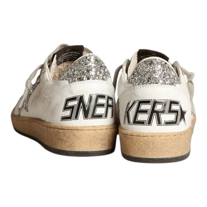 Golden Goose Ball Star in nappa with white star and glitter heel tab(Women's)