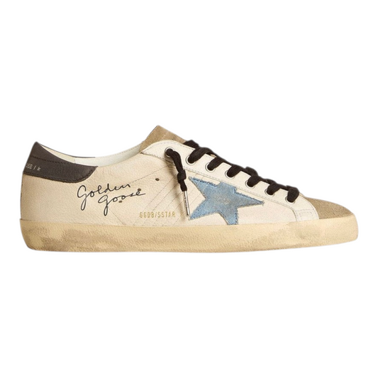Golden Goose Super-Star in nappa leather with light blue suede star and gray leather heel tab (Men's)