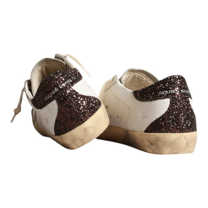 Women's Super-Star with silver star and brown glitter heel tab