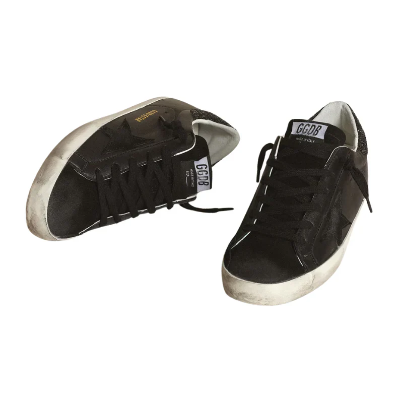 Golden Goose Superstar - Black Glitter Heel