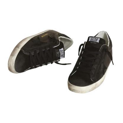 Golden Goose Superstar - Black Glitter Heel