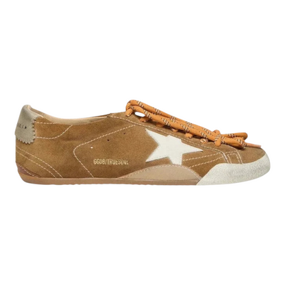 Golden Goose True-Star in tobacco-colored suede with white star and platinum heel tab(Women's)