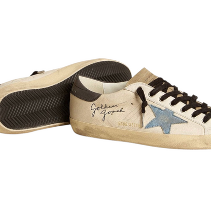 Golden Goose Super-Star in nappa leather with light blue suede star and gray leather heel tab (Men's)