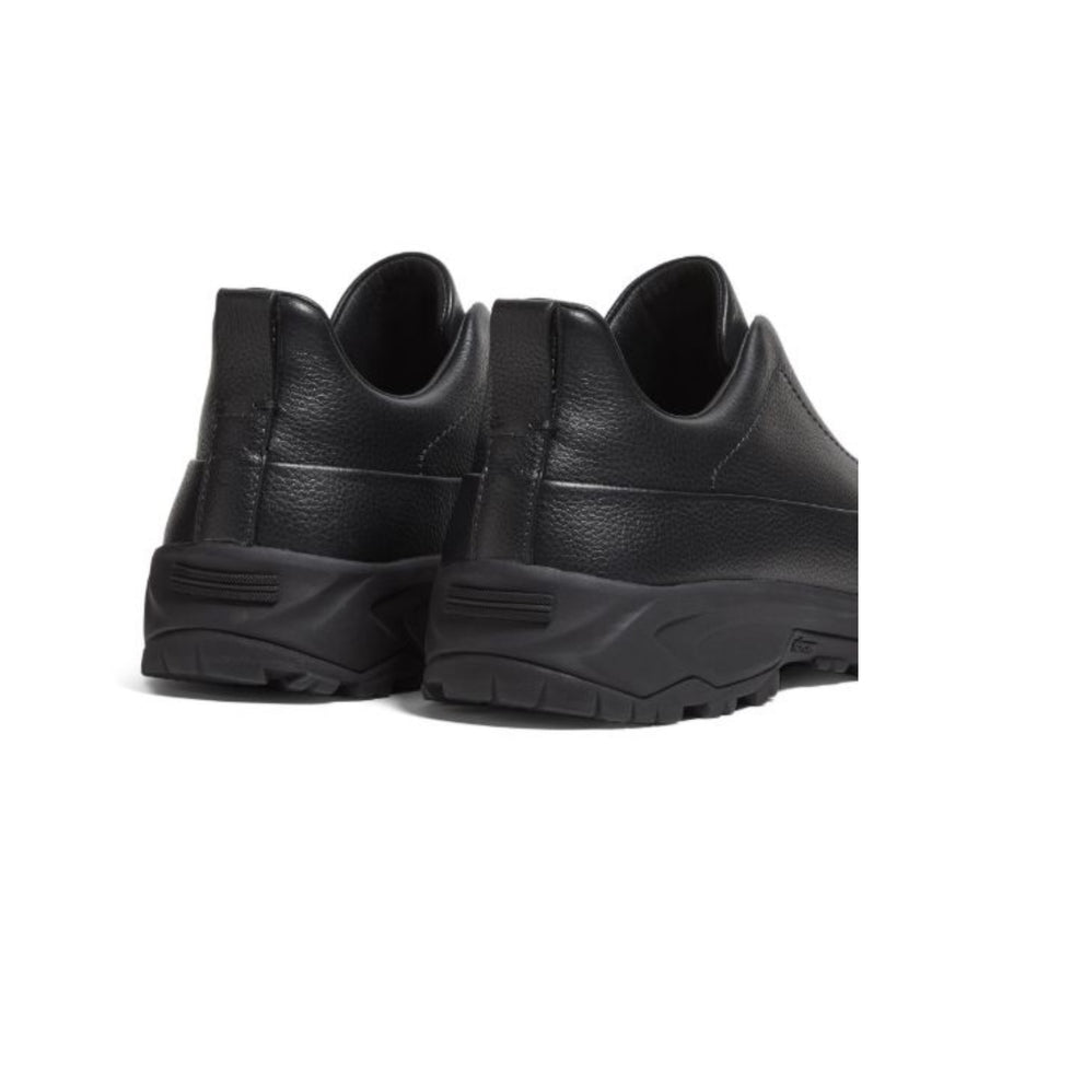 ZEGNA Zegna Black leather triple stitch mont sneakers