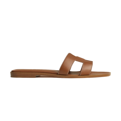 Hermes Sandal Flat Oran Gold Box Calfskin Mightychic