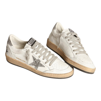 Golden Goose Ball Star in nappa with white star and glitter heel tab(Women's)