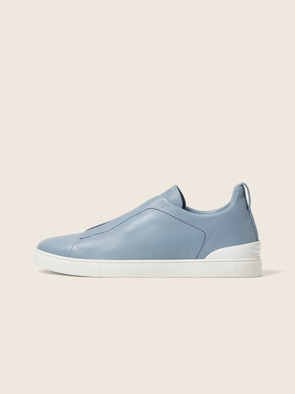 ZEGNA triple stitch leather sneakers Blue