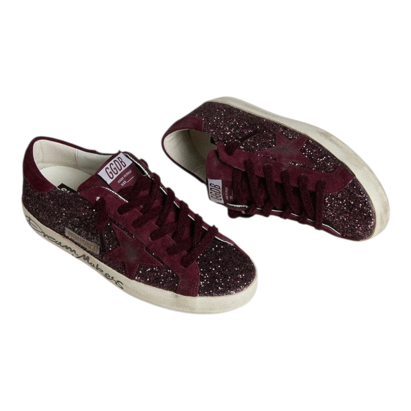 Golden Goose  Super-Star Sabot with a platinum glitter star and suede tongue