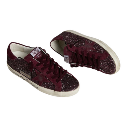 Golden Goose  Super-Star Sabot with a platinum glitter star and suede tongue