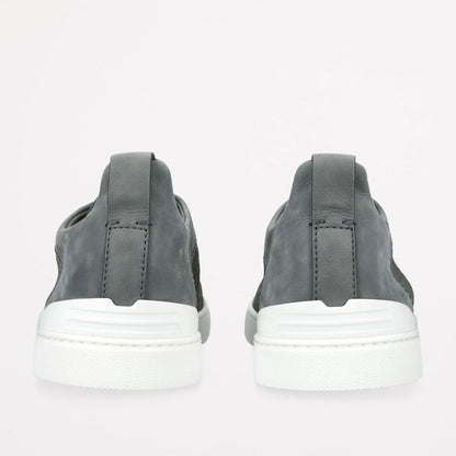 ZEGNA GREY CROCODILE LEATHER TRIPLE STITCH SECONDSKIN SNEAKERS