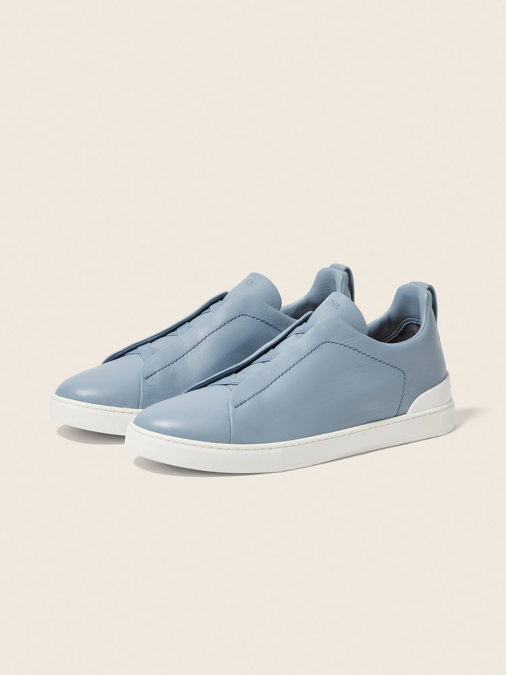 ZEGNA triple stitch leather sneakers Blue