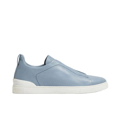 ZEGNA triple stitch leather sneakers Blue