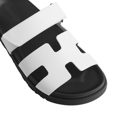 Hermes Chypre Sandals White Palladium Hardware