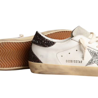 Women's Super-Star with silver star and brown glitter heel tab